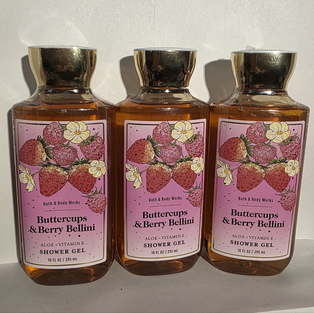 BBW BUTTERCUPS AND BERRY BELLINI SHOWER GEL X3